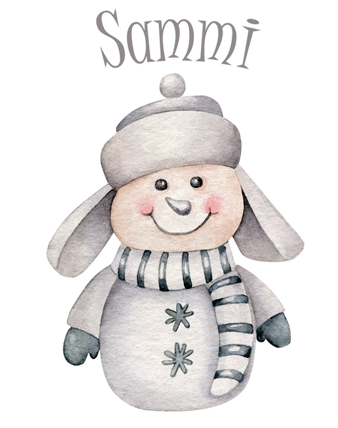 Personalised Stocking - grey snowman