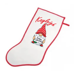Personalised Stocking - Merry Christmas Gnome